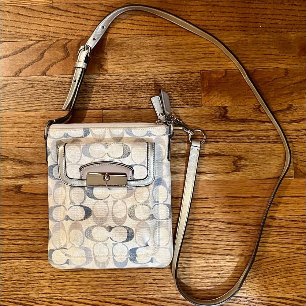 Coach signature sequin crossbody purse